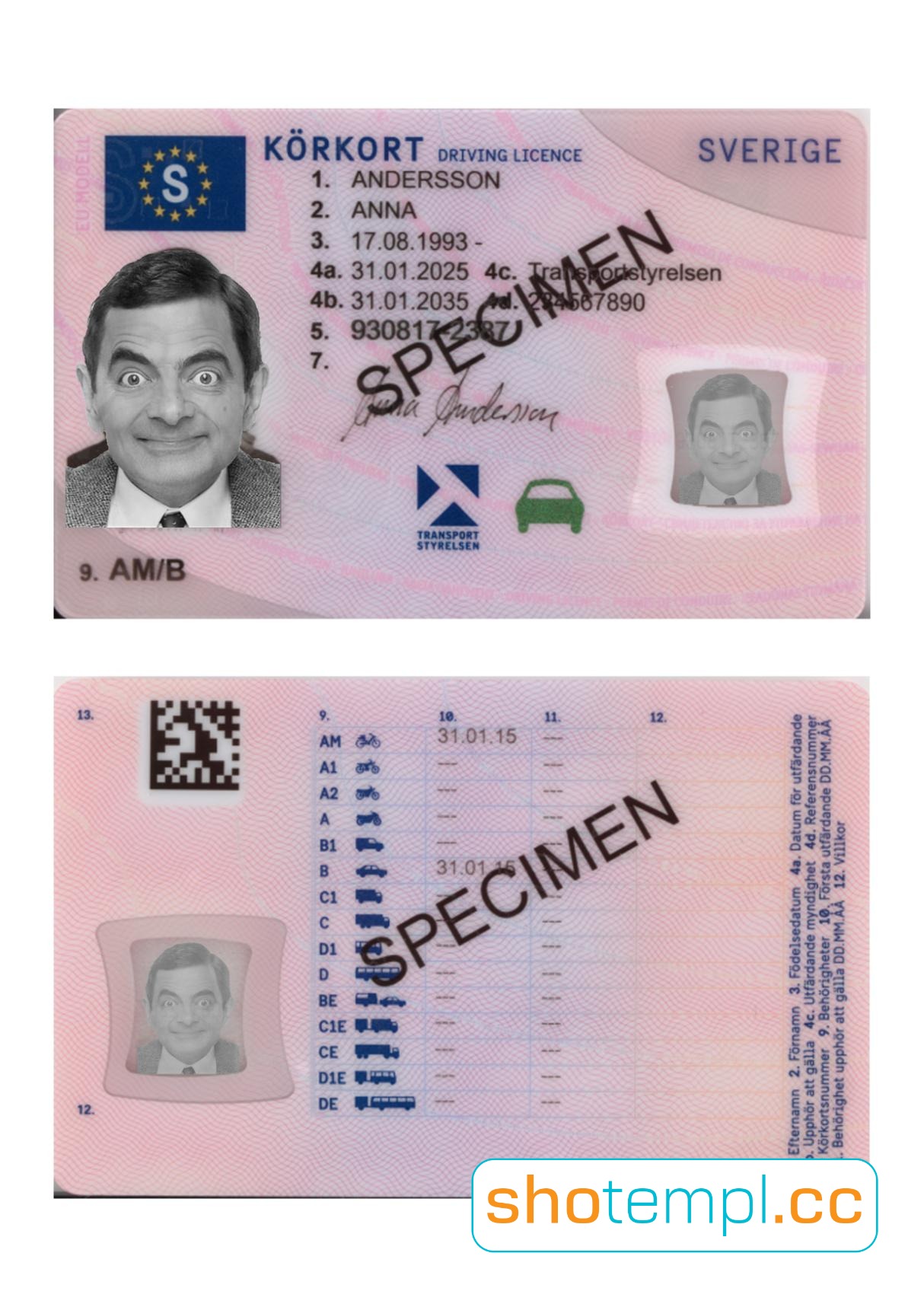 Sweden Driver License PSD Template V3